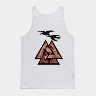 VALKNUT VIKING SYMBOL,ODIN HORSEBACK AND TWO RAVENS FLYING Tank Top